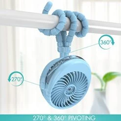 Misting Baby Stroller Fan, Personal Handheld Fan With 3 Strong Speeds, Clip On Fan With Flexible Tripod, 270° & 360° Pivoting, Battery Operated Spray Fan For Golf Cart Treadmill Camping Office, Blue -Household Cleaning Supply Store 41lbhVYC4ML