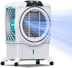 Symphony Portable Evaporative Air Cooler 5300 CFM For Large Room Home Office School Garage Indoor Outdoor Events With 3 Side Honeycomb Cooling Pads Auto Swing 3 In 1 Swamp Air Cooler & Conditioner | 33 Gallon Water Tank (Movicool 125, Grey) -Household Cleaning Supply Store 41mFb96V7L. AC