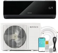 ROVSUN Wifi Enabled 9,000 BTU Mini Split AC/Heating System With Inverter, 19 SEER 115V Energy Saving Ductless Split-System Air Conditioner With Pre-Charged Condenser, Heat Pump & Installation Kit (Black Series) 15 ROVSUN Wifi Enabled 9,000 BTU Mini Split AC/Heating System With Inverter, 19 SEER 115V Energy Saving Ductless Split-System Air Conditioner With Pre-Charged Condenser, Heat Pump & Installation Kit (Black Series) -Household Cleaning Supply Store 41mg1cKNpsL. AC 1