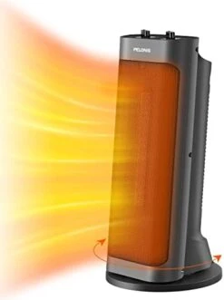 PELONIS PTH15A2BGB 1500W Fast Heating Space Heater, Programmable Thermostat, Easy Control, Widespread Oscillation, Over Heating & Tip-over Switch Protection, 7.72 X 7.72 X 17.76 Inches, Gray -Household Cleaning Supply Store 41mpR2EO0 L. AC