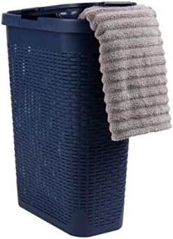 Mind Reader Basket Collection, Slim Laundry Hamper, 40 Liter (15kg/33lbs) Capacity, Cut Out Handles, Attached Hinged Lid, Ventilated, Ivory -Household Cleaning Supply Store 41nerJ81LiL. AC