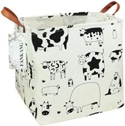 FANKANGSquare Nursery Hamper Storage Bins Canvas Laundry Basket Foldable With Waterproof PE Coating Large Storage Baskets Gift Baskets For Children, Office, Bedroom, Clothes,Toys (Square Black Lines) -Household Cleaning Supply Store 41o6T4kJ75L. AC