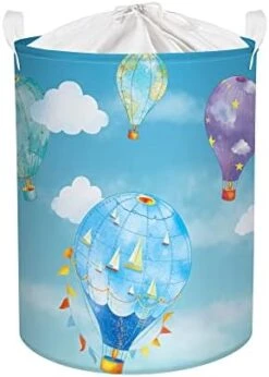 Clastyle 45L Funny Play Animals Laundry Hamper Skateboard Elephant Blue Laundry Basket With Drawstring Round Toy Clothes Storage Basket For Kids Room, 14.2x17.7 In -Household Cleaning Supply Store 41oCkSvzrFL. AC