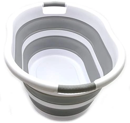 SAMMART 36L (9.5 Gallon) Collapsible Plastic Laundry Basket - Oval Tub/Basket - Foldable Storage Container/Organizer - Portable Washing Tub - Space Saving Laundry Hamper, Water Capacity: 28L (7.4 Gallon) (Oval, Grey/Bright Blue) 10 SAMMART 36L (9.5 Gallon) Collapsible Plastic Laundry Basket - Oval Tub/Basket - Foldable Storage Container/Organizer - Portable Washing Tub - Space Saving Laundry Hamper, Water Capacity: 28L (7.4 Gallon) (Oval, Grey/Bright Blue) - Image 8