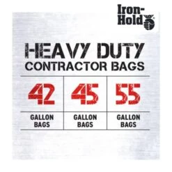 Iron-Hold - 1416608 Contractor Trash Bags - 45 Gallon, 3 Mil - Heavy Duty Industrial Strength, 18ct -Household Cleaning Supply Store 41pi57VD88L