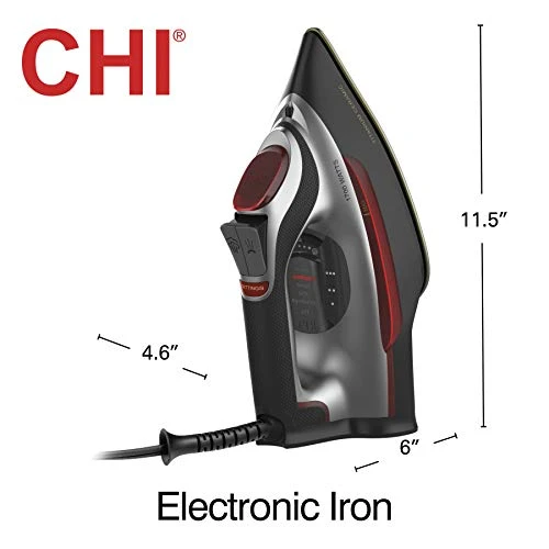 CHI Steam Iron For Clothes With Electronic Temperature Control, Titanium Infused Ceramic Soleplate, 1700 Watts, XL 10’ Cord, 3-Way Auto Shutoff, 300+ Holes, Professional Grade, Silver (13107) 9 CHI Steam Iron For Clothes With Electronic Temperature Control, Titanium Infused Ceramic Soleplate, 1700 Watts, XL 10’ Cord, 3-Way Auto Shutoff, 300+ Holes, Professional Grade, Silver (13107) - Image 7