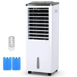 COSTWAY Evaporative Cooler, Portable Bladeless Air Cooler, Electric Fan & Humidifier With Remote Control, LCD Display, 3 Modes & 3 Speeds Air Conditioner For Indoor Home Office Dorms (40-Inch)