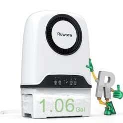 Dehumidifier 2500 Sq.Ft 30 Pint, RUWORA Dehumidifiers With Drain Hose, 1.06 Gallon Water Tank, Dehumidifiers For Home Basement Bedroom Bathroom, Overflow Protection, 24H Timer