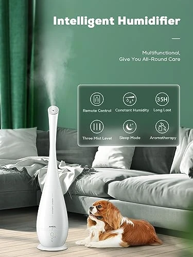 Aiheal Humidifier For Bedroom, 5L Cool Mist Floor Humidifiers For Large Room, Quiet Ultrasonic Humidifier With Smart Humidistat Mode And Essential Oil Diffuser, Baby Humidifiers With Sleep Mode, White 3 Aiheal Humidifier For Bedroom, 5L Cool Mist Floor Humidifiers For Large Room, Quiet Ultrasonic Humidifier With Smart Humidistat Mode And Essential Oil Diffuser, Baby Humidifiers With Sleep Mode, White