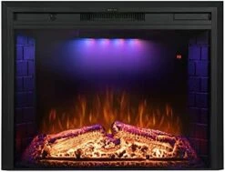 Benrocks 36'' Electric Fireplace Inserts, Recessed & Built In Wall Electric Fireplace Heater With Fire Crackling Sound, Adjustable Top Light & Flame Speed, Overheating Protection, 750/1500W Black -Household Cleaning Supply Store 41s1UMT7HZL. AC 1