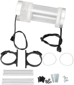 200ML PC Water Cooling Tank, Acrylic Cylinder Water Reservoir Tank With RGB Lighting Effects, Temperature Display For PC Computer, Adopts G1/4 General Hole Position(Silver White Temperature Display) -Household Cleaning Supply Store 41sF9Fa3XpL. AC