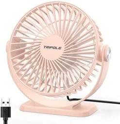 TriPole Small Desk Fan USB Powered Portable Fan Strong Airflow 3 Speeds Mini Fan 360°Rotation Personal Fan 5.1 Inch Table Fan For Home Office Bedroom Desktop, Yellow, 4.9ft Cable -Household Cleaning Supply Store 41sj26JRyL. AC