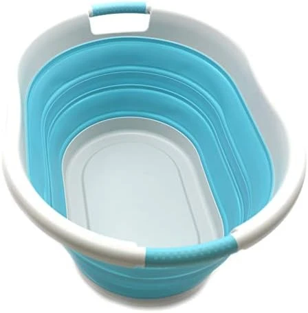 SAMMART 36L (9.5 Gallon) Collapsible Plastic Laundry Basket - Oval Tub/Basket - Foldable Storage Container/Organizer - Portable Washing Tub - Space Saving Laundry Hamper, Water Capacity: 28L (7.4 Gallon) (Oval, Grey/Bright Blue) 9 SAMMART 36L (9.5 Gallon) Collapsible Plastic Laundry Basket - Oval Tub/Basket - Foldable Storage Container/Organizer - Portable Washing Tub - Space Saving Laundry Hamper, Water Capacity: 28L (7.4 Gallon) (Oval, Grey/Bright Blue) - Image 7