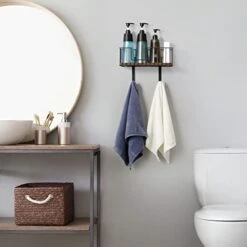 Ironing Board Wall Mount Ironing Board Hanger Ironing Board Holder With Large Storage Basket Laundry Room Storage Rack With Wooden Base, Rustic Brown -Household Cleaning Supply Store 41urXe8PVbL