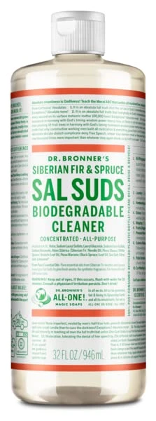 Dr. Bronner's - Sal Suds Biodegradable Cleaner (32 Ounce) - All-Purpose Cleaner, Pine Cleaner For Floors, Laundry And Dishes, Concentrated, Cuts Grease And Dirt, Powerful Cleaner, Gentle On Skin