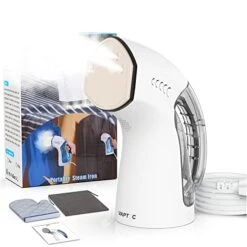 Steamer For Clothes, VAPTEC 2-in-1 Clothing Steamers, Handheld, Hanging & Wet Ironing, 1000W 30s Heat Up Portable 250ml Water Tank & Glove For Travel Garment, White