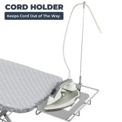 STO STO Ironing Board 48" X 18" With Iron Holder, Cord Holder And Clothes Rack, Adjustable Height 27" To 37", Full Size Foldable Iron Board With Silver Coated Cotton Removable Cover, Gray Checkered -Household Cleaning Supply Store 41wI1bFDIoL