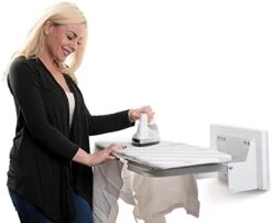 MYOYAY Wall Mounted Ironing Board 13 X 37 Inch Space-Saving 180° Swive Fold Away Ironing Board With Heat Resistant Cover For Home House Held Laundry With Manual，White -Household Cleaning Supply Store 41wJ1XfAUdL