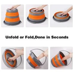 2 Pack Collapsible Plastic Bucket With 2.6 Gallon (10L) Each, Foldable Round Tub For House Cleaning, Space Saving Outdoor Waterpot For Garden Or Camping, Portable Fishing Water Pail (Blue & Orange) -Household Cleaning Supply Store 41wKwkFNqEL