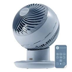 IRIS USA Oscillating Fan, Vortex Fan, DC Motor Quiet And Eco Friendly, 8-in-1 Fan W/ Remote/ Timer/ Multi Oscillation/ 10 Speed Settings, 89ft Max Air Distance, Medium, Steel Blue (594347)