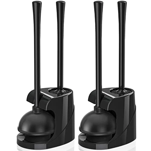 Toilet Plunger And Brush, Bowl Brush And Heavy Duty Toilet Plunger Set With Ventilated Holder, 2-in-1 Bathroom Cleaning Combo With Modern Caddy Stand (Black, 2 Set) 3 Toilet Plunger And Brush, Bowl Brush And Heavy Duty Toilet Plunger Set With Ventilated Holder, 2-in-1 Bathroom Cleaning Combo With Modern Caddy Stand (Black, 2 Set)