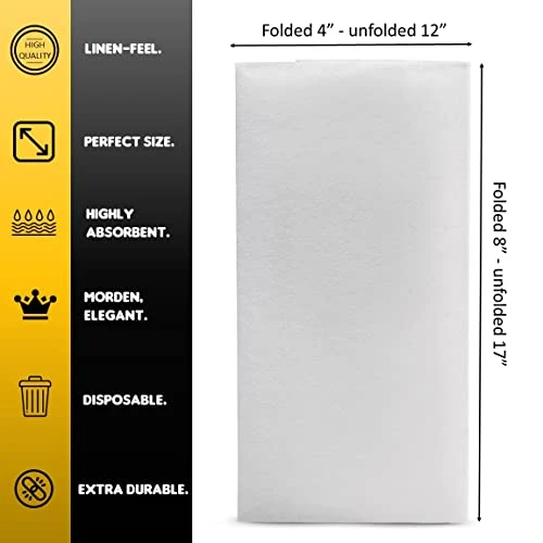 100 Disposable Linen Feel Guest Towels - Paper Hand Towels For Bathroom - Cloth Like White Paper Towel - Cocktail Hand Napkins - Highly Absorbent, Soft Fancy Guest Hand Towels 12" X 17" (Pack Of 100) 5 100 Disposable Linen Feel Guest Towels - Paper Hand Towels For Bathroom - Cloth Like White Paper Towel - Cocktail Hand Napkins - Highly Absorbent, Soft Fancy Guest Hand Towels 12" X 17" (Pack Of 100) - Image 3