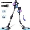 PRETTYCARE Cordless Vacuum Cleaner, 6 In 1 Lightweight Stick Vacuum Self-Standing With Powerful Suction, 180° Bendable Wand Rechargeable Cordless Vacuum For Hardwood Floor Pet Hair (Purple)