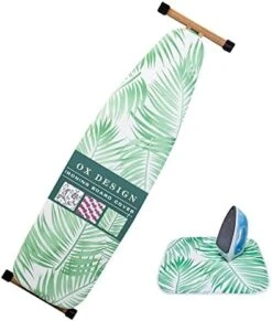 OX DESIGN Ironing Board Cover And Pad,Extra Thick Ironing Board Cover With Ironing Mat,Titanium Coating Padding With Elasticized Edges And 2 Fasteners,Scorch And Stain Resistant,15"X54",Gray Floral -Household Cleaning Supply Store 41y9sCUOBjL. AC