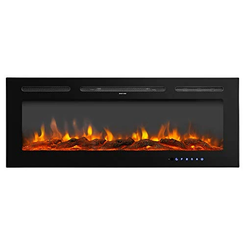 AuAg 60 Inch Electric Fireplace, Ultra-Thin In-Wall Recessed/Wall Mounted Fire Place Heater, Low Noise Remote Control With Timer, Touch Screen, Adjustable Flame Color, Log & Crystal 1500/750W 3 AuAg 60 Inch Electric Fireplace, Ultra-Thin In-Wall Recessed/Wall Mounted Fire Place Heater, Low Noise Remote Control With Timer, Touch Screen, Adjustable Flame Color, Log & Crystal 1500/750W
