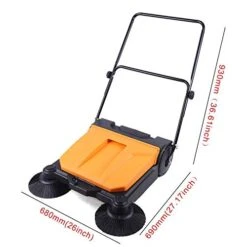 TBVECHI Walk-Behind Outdoor Hand Push Floor Sweeper, Industrial Pavement Street Sweeper Foldable Floor Sweeping Machine, 15L Capacity 26.8" Sweeping Width, For Industry Home Factory -Household Cleaning Supply Store 41yX6h8JpDL