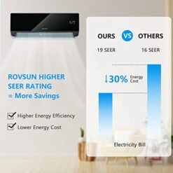 ROVSUN Wifi Enabled 9,000 BTU Mini Split AC/Heating System With Inverter, 19 SEER 115V Energy Saving Ductless Split-System Air Conditioner With Pre-Charged Condenser, Heat Pump & Installation Kit (Black Series) 13 ROVSUN Wifi Enabled 9,000 BTU Mini Split AC/Heating System With Inverter, 19 SEER 115V Energy Saving Ductless Split-System Air Conditioner With Pre-Charged Condenser, Heat Pump & Installation Kit (Black Series) -Household Cleaning Supply Store 41ykUNfellL