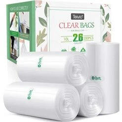 2.6 Gallon 220 Counts Strong Trash Bags Garbage Bags By Teivio, Bathroom Trash Can Bin Liners, Small Plastic Bags For Home Office Kitchen,fit 10 Liter, 2,2.5,3 Gal, Clear