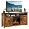 Tangkula Industrial Fireplace TV Stand For TVs Up To 65 Inches, Entertainment Center W/ 1500W Fireplace, Fireplace Media Console Table, Electric Heater W/Adjustable Brightness & Remote (Brown) 2 Tangkula Industrial Fireplace TV Stand For TVs Up To 65 Inches, Entertainment Center W/ 1500W Fireplace, Fireplace Media Console Table, Electric Heater W/Adjustable Brightness & Remote (Brown) -Household Cleaning Supply Store 510PFPK61OL