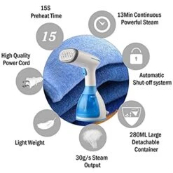 Portable Foldable Clothing Wrinkles Remover For Garments, Handheld Steamer For Clothes, 30-Second Fast Heat-up, Auto-Off, Mini Fabric Steam Iron For Home And Travel (Gray : Pink) -Household Cleaning Supply Store 511DeixfrrL