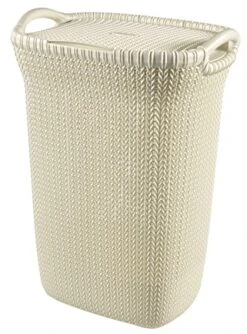 Curver Knit Rectangular Clothes Box, White, 57 Litre