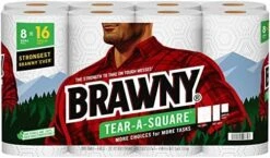 Brawny® Tear-A-Square® Paper Towels, 4 Double Rolls = 8 Regular Rolls -Household Cleaning Supply Store 511ha8Ah02L. AC