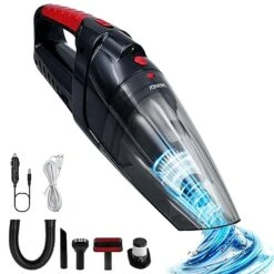 JONEME Handheld Vacuum Cordless Rechargeable With 2 Using Cables,9000PA Small Vacuum Cordless Cleaner For Car,Portable Wireless Car Vacuum Cleaner,Hand Vacuum With 2 Washable Filters