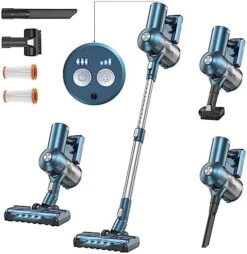 EICOBOT Cordless Vacuum Cleaner, 8 In 1 Lightweight Stick Vacuum With 28Kpa Powerful Suction Brushless Motor, Max 38mins Runtime, Handheld Vacuum For Carpet Hard Floor Pet Hair A30 Blue -Household Cleaning Supply Store 511t 1eQAPL. AC
