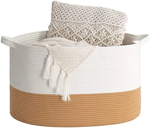 INDRESSME XXXLarge Woven Rope Basket 21" X 14" Blanket Storage Basket With Long Handles Decorative Clothes Hamper Basket Extra Large Baskets For Blankets Pillows 17 INDRESSME XXXLarge Woven Rope Basket 21" X 14" Blanket Storage Basket With Long Handles Decorative Clothes Hamper Basket Extra Large Baskets For Blankets Pillows - Image 15