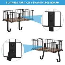 Ironing Board Wall Mount Ironing Board Hanger Ironing Board Holder With Large Storage Basket Laundry Room Storage Rack With Wooden Base, Rustic Brown -Household Cleaning Supply Store 512NMLQUO9L