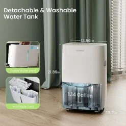 Waykar 80 Pints Energy Star Dehumidifier For Spaces Up To 5,000 Sq. Ft At Home, In Basements And Large Rooms With Drain Hose And 1.14 Gallons Water Tank (JD025CE-80) -Household Cleaning Supply Store 5132OzFcUyL