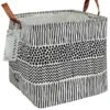 FANKANGSquare Nursery Hamper Storage Bins Canvas Laundry Basket Foldable With Waterproof PE Coating Large Storage Baskets Gift Baskets For Children, Office, Bedroom, Clothes,Toys (Square Black Lines) -Household Cleaning Supply Store 513Lyvtn46L