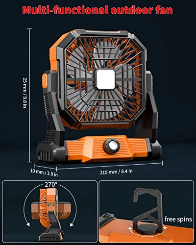 Personal Fan Camping Fan Rechargeable,20000mAh Battery Powered Fan With LED Lantern,270°Head Rotation,Battery Operated Small Table Fan Portable,USB Desk Fans With Hanging Hook For Travel Picnic Office 8 Personal Fan Camping Fan Rechargeable,20000mAh Battery Powered Fan With LED Lantern,270°Head Rotation,Battery Operated Small Table Fan Portable,USB Desk Fans With Hanging Hook For Travel Picnic Office - Image 6