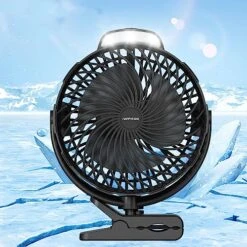 Happyfans Portable Camping Fan With Lights,Clip And Hook,10000mAh 10-inch Rechargeable Fan Battery Operated Fan Desk Fan,Outdoor Tent Fan Personal USB Table Fan For Fishing, Picnic,Camping,Jobsite