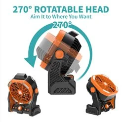 PINSAI Camping Fan, Tent Fans For Camping With Lights,Portable Camping Fan With LED Lantern, USB Desk Fan With Hanging Hook For Tent,Car -Household Cleaning Supply Store 514sBRWJSjL