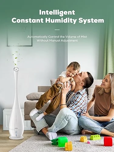 Aiheal Humidifier For Bedroom, 5L Cool Mist Floor Humidifiers For Large Room, Quiet Ultrasonic Humidifier With Smart Humidistat Mode And Essential Oil Diffuser, Baby Humidifiers With Sleep Mode, White 5 Aiheal Humidifier For Bedroom, 5L Cool Mist Floor Humidifiers For Large Room, Quiet Ultrasonic Humidifier With Smart Humidistat Mode And Essential Oil Diffuser, Baby Humidifiers With Sleep Mode, White - Image 3