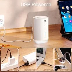 SmartDevil Portable Mini Humidifier, 500ml Small Desk Humidifier, USB Personal Desktop Humidifier For Plants Bedroom Travel Office Home, Auto Shut-Off, 2 Mist Modes, Super Quiet, White -Household Cleaning Supply Store 516Awt4P19L