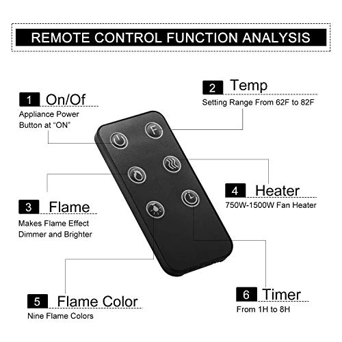 AuAg 60 Inch Electric Fireplace, Ultra-Thin In-Wall Recessed/Wall Mounted Fire Place Heater, Low Noise Remote Control With Timer, Touch Screen, Adjustable Flame Color, Log & Crystal 1500/750W 6 AuAg 60 Inch Electric Fireplace, Ultra-Thin In-Wall Recessed/Wall Mounted Fire Place Heater, Low Noise Remote Control With Timer, Touch Screen, Adjustable Flame Color, Log & Crystal 1500/750W - Image 4