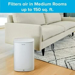 Filtrete Air Purifier, Small/Medium Room True HEPA Filter, Captures 99.97% Of Airborne Particles Such As Smoke, Dust, Pollen, Bacteria, Virus For 150 Sq. Ft., Office, Bedroom, Kitchen And More -Household Cleaning Supply Store 518FPID9heL