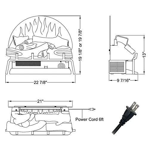 LegendFlame 23" W Free Standing Electric Fireplace Log Set (EF290), Fireplace Insert, Heater 750W/1500W, Crackling Sound, Remote Control 7 LegendFlame 23" W Free Standing Electric Fireplace Log Set (EF290), Fireplace Insert, Heater 750W/1500W, Crackling Sound, Remote Control - Image 5